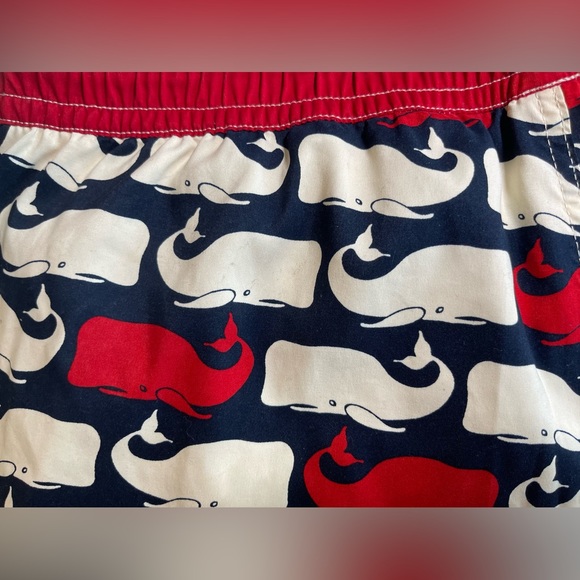 SPERRY Swim Trunks Men’s Whales Red/Navy/Ivory Lined Pockets Size L - Picture 4 of 11